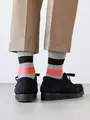 【Tabio MEN】リブビビッドボーダーショート丈ソックス グレー×ブラック×アプリコット