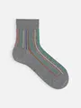 【Tabio MEN】マルチカラーストライプショート丈ソックス ライトグレー