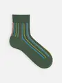 【Tabio MEN】マルチカラーストライプショート丈ソックス グリーン