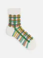 【Tabio MEN】マルチカラーチェックショート丈ソックス オフホワイト