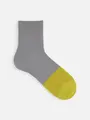【Tabio MEN】つま先DRY綿麻カノコショートソックス グレー×シトロン