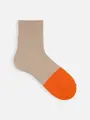 【Tabio MEN】つま先DRY綿麻カノコショートソックス キャメル×オレンジ