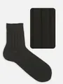 【Tabio MEN】ベーシック太リブショートソックス(23.0~25.0cm) クロ