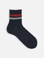 【Tabio MEN】2色ラインショートソックス ネイビー+レッド+グレー
