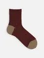 【Tabio MEN】 WOOLネップ2面切替ショートソックス エンジ+Mグレー