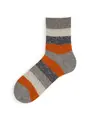 【Tabio MEN】ウールネップ異素材ボーダーショートソックス グレージュ