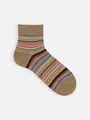 【Tabio MEN】カラフルマルチボーダーショート丈ソックス ブラウンシュガー