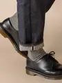 【Tabio MEN】WOOL太リブショート丈ソックス グレーモク
