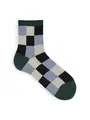 【Tabio MEN】ブロックチェックショートソックス ダークグリーン+ブルー