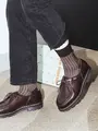 【Tabio MEN】綿麻JQストライプショートソックス ゴゲチャ+ブラウンシュガー