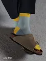 【Tabio MEN】千鳥柄JQショートソックス レモンサックス