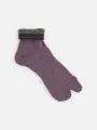 【Tabio MEN】折返し波柄パイル足袋ショート丈ソックス パープル