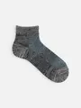 【Tabio MEN】綿麻ブロックメッシュショート丈ソックス チャコールク+ブルー
