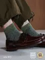 【Tabio MEN】綿麻ブロックメッシュショート丈ソックス グリーン