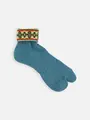 【Tabio MEN】折返しネイティブ柄パイル足袋ショート丈ソックス ブルー
