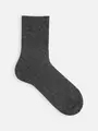 【Tabio MEN】紡毛メリノウールゴム長ショート丈ソックス チャコールモク