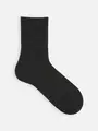 【Tabio MEN】紡毛メリノウールゴム長ショート丈ソックス ダークチャコール
