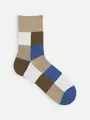 【Tabio MEN】ウールネップ異素材ブロックショート丈ソックス キャメル