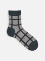 【Tabio MEN】WOOLウィンドウペインショート丈ソックス グレーモク
