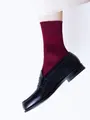【Tabio MEN】9×2太リブショート丈ソックス バーガンディー