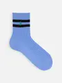 【MEN】POLO ポニー刺繍２本ラインショート丈ソックス メイブルー