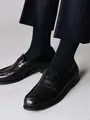 【Tabio MEN】連続シルケット無地レギュラー丈ソックス ネイビー