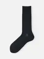 【Tabio MEN】連続シルケットチェックレギュラー丈ソックス（23.0～25.0cm） ブラックネイビー
