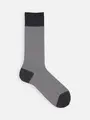 【Tabio MEN】スーピマJQヘリンボーンレギュラー丈ソックス(27.0~29.0cm) シルバー×チャコールグレー