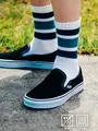 【Tabio MEN】アメリブクッションパイルラインクルー丈ソックス シロベース+ダークミント+ミント