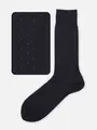 【Tabio MEN】綿ピンドット柄ソックス コン+ブルー