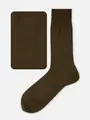 【Tabio MEN】綿100%ベタレギュラーソックス 27cm コゲチャ