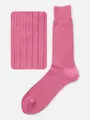 【Tabio MEN】綿100％リブレギュラーソックス 25cm ローズピンク