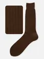 【Tabio MEN】綿100%リブレギュラーソックス 27cm コゲチャ