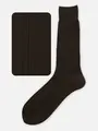 【Tabio MEN】綿100%リブレギュラーソックス 27cm Dブラウン