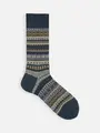 【Tabio MEN】WOOLボーダーフェアアイルレギュラーソックス デニム