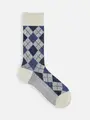 【Tabio MEN】ハウスチェックレギュラー丈ソックス オイスター