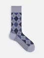【Tabio MEN】ハウスチェックレギュラー丈ソックス グレイッシュサックス