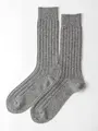 【Tabio MEN】WOOL太リブレギュラーソックス グレーモク
