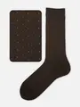 【Tabio MEN】綿麻ピンドットレギュラーソックス チャコール+ブルー