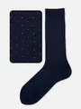 【Tabio MEN】綿麻ピンドットレギュラーソックス ミッドナイト+イエロー
