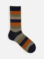 【Tabio MEN】ウールネップ異素材ボーダーレギュラー丈ソックス ネイビー