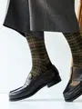 【Tabio MEN】WOOLドレスチェックレギュラー丈ソックス オリーブ