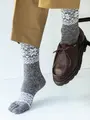 【Tabio MEN】撚り杢雪柄五本指レギュラー丈ソックス ゼブラモク