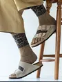 【Tabio MEN】撚り杢雪柄五本指レギュラー丈ソックス ゴールドモク