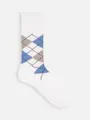 【Tabio MEN】綿アーガイルレギュラー丈ソックス ホワイト
