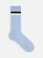 【Tabio MEN】クリケットラインレギュラー丈ソックス メイブルー