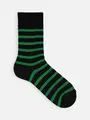 【Tabio MEN】SJボーダークルー丈ソックス コン・グリーン