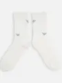 EMPORIO ARMANI ダブルイーグル刺繍クルー丈ソックス オフホワイト