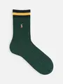 【MEN】POLO マルチポニー刺繡ラインケーブルレギュラー丈ソックス ダークグリーン