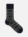 【Tabio MEN】WOOLタータンチェックレギュラー丈ソックス チャコールグレー